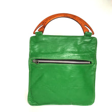 Load image into Gallery viewer, Vintage 60s/70s Vivid Apple Green Leather w/ Faux Tortoiseshell Lucite Handle Bag-Vintage Handbag, Dolly Bag-Brand Spanking Vintage
