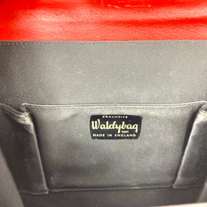 SOLD Vintage 60s 70s Black Patent Leather Gilt Clasp Jackie O Style Handbag by Waldybag-Vintage Handbag, Kelly Bag-Brand Spanking Vintage