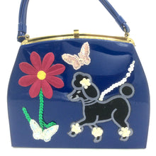 Load image into Gallery viewer, Vintage 50s 60s Theodor of California Royal Blue Patent Embellished &#39;Rockabilly&#39; Bag with Poodle!-Vintage Handbag, Kelly Bag-Brand Spanking Vintage
