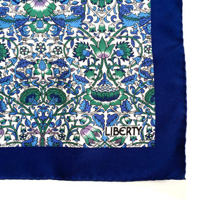 Vintage Liberty Silk Scarf in William Morris Design Blue/Ivory/Green/Lilac-Scarves-Brand Spanking Vintage