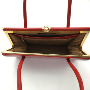 Vintage Small Dainty Lipstick Red Leather Classic Ladylike handbag by Eros Made in Britain-Vintage Handbag, Kelly Bag-Brand Spanking Vintage
