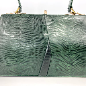 60s Vintage Pochette Leather Lizard/black Pochette Handbag 