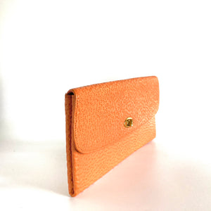 Vintage 50s Burnt Orange Leather Faux Pigskin Clutch Bag By Freedex-Vintage Handbag, Clutch Bag-Brand Spanking Vintage