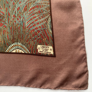 Vintage Liberty Of London Large Silk Scarf In 'Hera' Design In Taupe/Teal-Scarves-Brand Spanking Vintage