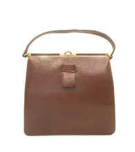 Load image into Gallery viewer, Vintage 50s Dark Tan Brown Textured Leather Bag by Salisburys Made in England-Vintage Handbag, Kelly Bag-Brand Spanking Vintage
