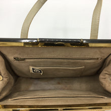 Load image into Gallery viewer, Vintage 50s Creamy Yellow Lizard Skin Handbag By Fassbender With Rare Gunmetal Top Bar Clasp-Vintage Handbag, Exotic Skins-Brand Spanking Vintage

