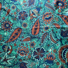 Load image into Gallery viewer, Vintage Collectable Silk Scarf By Richard Allan In Turquoise/Sea Green/Navy Blue And Tobacco Brown in Stylised Floral Design-Scarves-Brand Spanking Vintage
