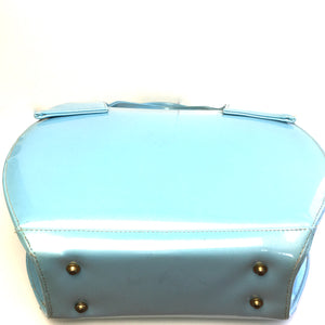 Vintage 60s Large Ice Blue Patent Top Handle Bag by Berné Made In California USA-Vintage Handbag, Kelly Bag-Brand Spanking Vintage