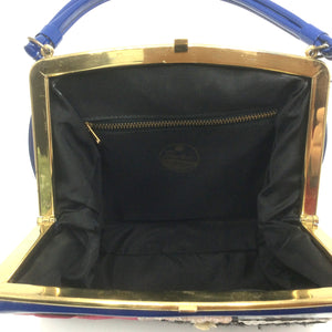 Vintage 50s 60s Theodor of California Royal Blue Patent Embellished 'Rockabilly' Bag with Poodle!-Vintage Handbag, Kelly Bag-Brand Spanking Vintage