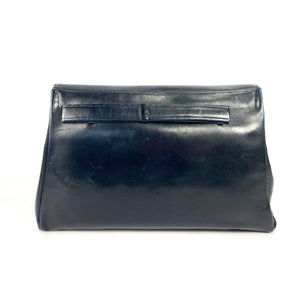 Vintage 50s Dainty Navy Leather Clutch Bag with Matching Leather Backed Mirror and Coin purse-Vintage Handbag, Clutch Bag-Brand Spanking Vintage