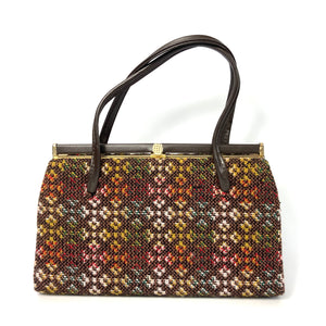 Vintage 70s Welsh Wool Tapestry Top handle Classic Style Handbag Made in Wales-Vintage Handbag, Kelly Bag-Brand Spanking Vintage
