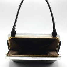 Load image into Gallery viewer, Vintage Lodix &#39;Handbags of Taste&#39; 50s/60s Black Leather and White Lucite Frame Classic Ladylike Handbag-Vintage Handbag, Kelly Bag-Brand Spanking Vintage
