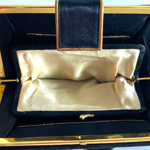 Vintage 50s/60s Luxurious Black And Gold Silk Waldybag Evening/Occasion Bag w/ Fixed Silk Coin Purse-Vintage Handbag, Evening Bag-Brand Spanking Vintage