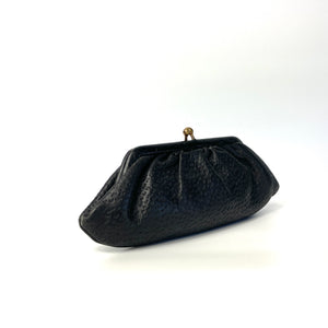 Vintage Small Black Dainty Leather Clutch Bag-Vintage Handbag, Clutch Bag-Brand Spanking Vintage