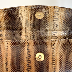 Vintage 70s/80s Snakeskin Small Clutch Bag In Browns/Gold w/ Black Lining-Vintage Handbag, Clutch Bag-Brand Spanking Vintage