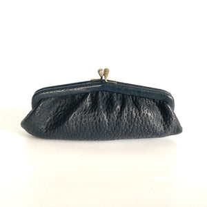 Vintage Small Dark Navy Dainty Leather Clutch Bag by Freedex for Boots-Vintage Handbag, Clutch Bag-Brand Spanking Vintage