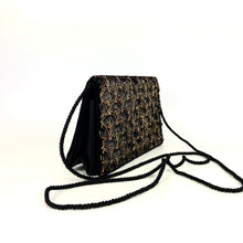 Load image into Gallery viewer, Vintage Black Velvet and Gold Zardozi Wirework Evening/Occasion Bag w Long Silk Cord-Vintage Handbag, Evening Bag-Brand Spanking Vintage
