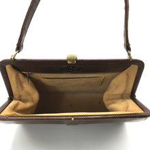Load image into Gallery viewer, Vintage 50s Classic Mappin And Webb Brown Lizard Skin Classic Ladylike Bag with Gilt Barrel Clasp-Vintage Handbag, Exotic Skins-Brand Spanking Vintage
