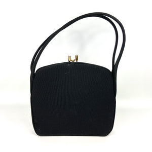 Vintage 50s/60s BlackGrosgrain Evening/Occasion Bag w/ Fuschia Silk Lining + Matching Silk Coin Purse Waldybag-Vintage Handbag, Evening Bag-Brand Spanking Vintage