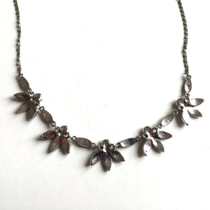 Vintage 60s Dainty Marcasite Flower/Leaf Necklace in Choker Length-Accessories, For Her-Brand Spanking Vintage