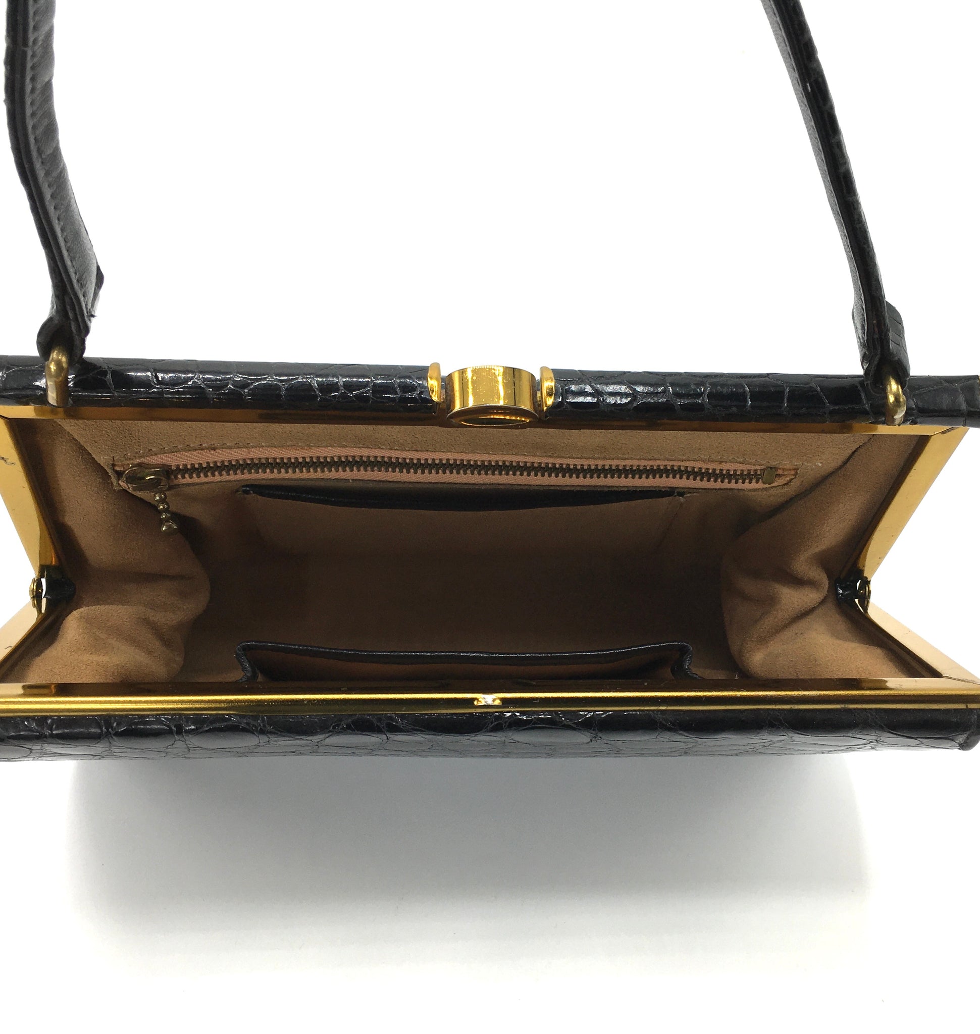 Beautiful vintage black crocodile skin handbag perfect for fall and - Ruby  Lane