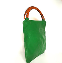 Load image into Gallery viewer, Vintage 60s/70s Vivid Apple Green Leather w/ Faux Tortoiseshell Lucite Handle Bag-Vintage Handbag, Dolly Bag-Brand Spanking Vintage
