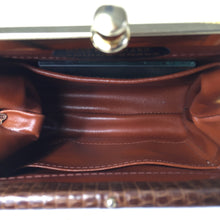 Load image into Gallery viewer, Vintage Coffee Brown Snakeskin Clutch Bag with Fold In Chain Handle and Leather Lining Made in England-Vintage Handbag, Exotic Skins-Brand Spanking Vintage

