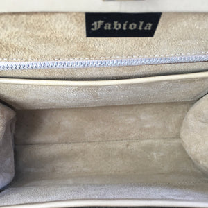 Vintage 50s Exquisite Patent Leather Bag in Caramel Taupe/ Rust Brown Snakeskin by Fabiola in Original Box Made In Italy-Vintage Handbag, Kelly Bag-Brand Spanking Vintage