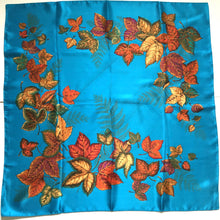 Load image into Gallery viewer, Vintage St Michael Rayon Satin Scarf in Vibrant Turquoise, Copper, Gold and Green Made in Italy-Scarves-Brand Spanking Vintage

