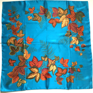 Vintage St Michael Rayon Satin Scarf in Vibrant Turquoise, Copper, Gold and Green Made in Italy-Scarves-Brand Spanking Vintage