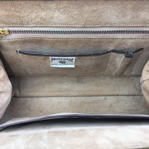 SALE Vintage 40s 50s Glossy Chestnut Crocodile Skin Handbag by Moreware Made in England in Top Handle Style-Vintage Handbag, Exotic Skins-Brand Spanking Vintage