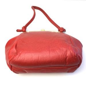 Vintage 60s 70s Cute Small Leather Dolly Bag in Lipstick Red with Pretty Gilt Clasp-Vintage Handbag, Dolly Bag-Brand Spanking Vintage