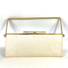 Load image into Gallery viewer, RESERVED Vintage Elegant 40s/50s Cream Luxan Hide Clutch Waldybag Occasion/Evening Bag With Bow Clasp and Silk Purse-Vintage Handbag, Clutch Bag-Brand Spanking Vintage
