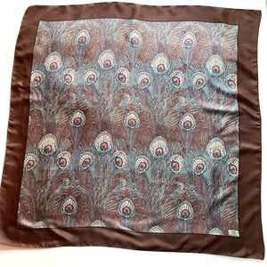Vintage Liberty Of London Large Silk Scarf In 'Hera' Design In Dark Brown/Teal-Scarves-Brand Spanking Vintage