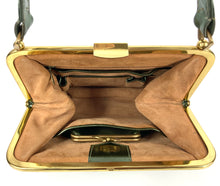 Load image into Gallery viewer, Vintage 50s/60s Lodix Green Pearlescent Leather Bag with Matching Purse-Vintage Handbag, Kelly Bag-Brand Spanking Vintage
