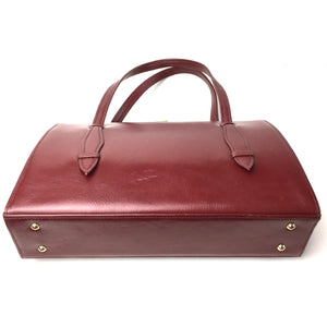 Vintage 50s Dark Burgundy Wine Red Leather Top Handle Bag by Garfields Made in England-Vintage Handbag, Kelly Bag-Brand Spanking Vintage