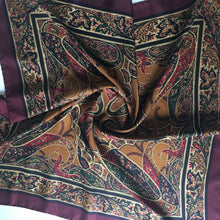 Load image into Gallery viewer, Vintage large Liberty silk scarf in paisley design in burgundy, mustard, black and green-Scarves-Brand Spanking Vintage
