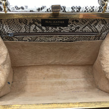 Load image into Gallery viewer, Vintage 50s Leather Faux Snakeskin Bag w/ Suede Lining-Vintage Handbag, Kelly Bag-Brand Spanking Vintage

