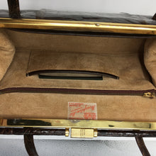 Load image into Gallery viewer, Vintage Glossy Brown 50s Crocodile Handbag By Houghton And Co Of London-Vintage Handbag, Exotic Skins-Brand Spanking Vintage

