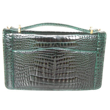 Load image into Gallery viewer, Fabulous Exquisite Vintage 80s Crocodile Skin Clutch/Chain Handbag In Glossy Green Mirror Finish Skins-Vintage Handbag, Exotic Skins-Brand Spanking Vintage
