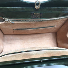 Load image into Gallery viewer, Fabulous Vintage 60s/70s Leather Bag in Green Patent Leather Classic Ladylike Handbag style, by Widegate, Made in England-Vintage Handbag, Kelly Bag-Brand Spanking Vintage
