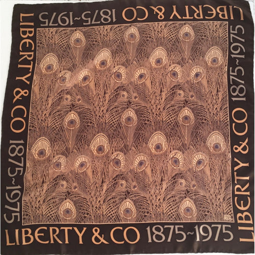 Fabulous Vintage Large Liberty Silk Scarf In Iconic 'Hera' Design In Rich Browns And Taupe Commemorating 100th Anniversary Of Liberty-Scarves-Brand Spanking Vintage