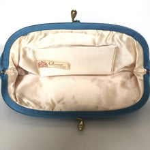 Load image into Gallery viewer, Vintage Turquoise/Blue Silk Satin Clutch Evening/Occasion Bag by Bagcraft Made in England-Vintage Handbag, Evening Bag-Brand Spanking Vintage
