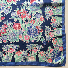Load image into Gallery viewer, Vintage unused Liberty silk scarf in blue, with red and mint green floral design with original packaging-Scarves-Brand Spanking Vintage
