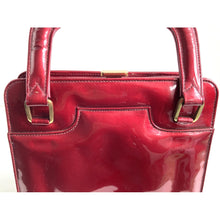 Load image into Gallery viewer, Vintage 1950s/60s Lipstick Red Patent Leather Dainty handag, Top Handle Bag by Lodix Made in England-Vintage Handbag, Kelly Bag-Brand Spanking Vintage
