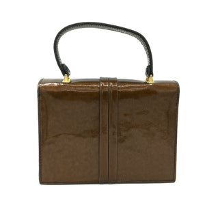 Pexella Modes 50's/60's Vintage Bronze/Copper Patent Leather Handbag w/ Gilt Accents-Vintage Handbag, Kelly Bag-Brand Spanking Vintage