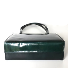 Load image into Gallery viewer, Vintage 50s 60s Green Patent Leather handbag, Top Handle Bag, Mrs Maisel Bag in Forest Green Mottled Patent Leather Made for Lotus in the UK-Vintage Handbag, Kelly Bag-Brand Spanking Vintage
