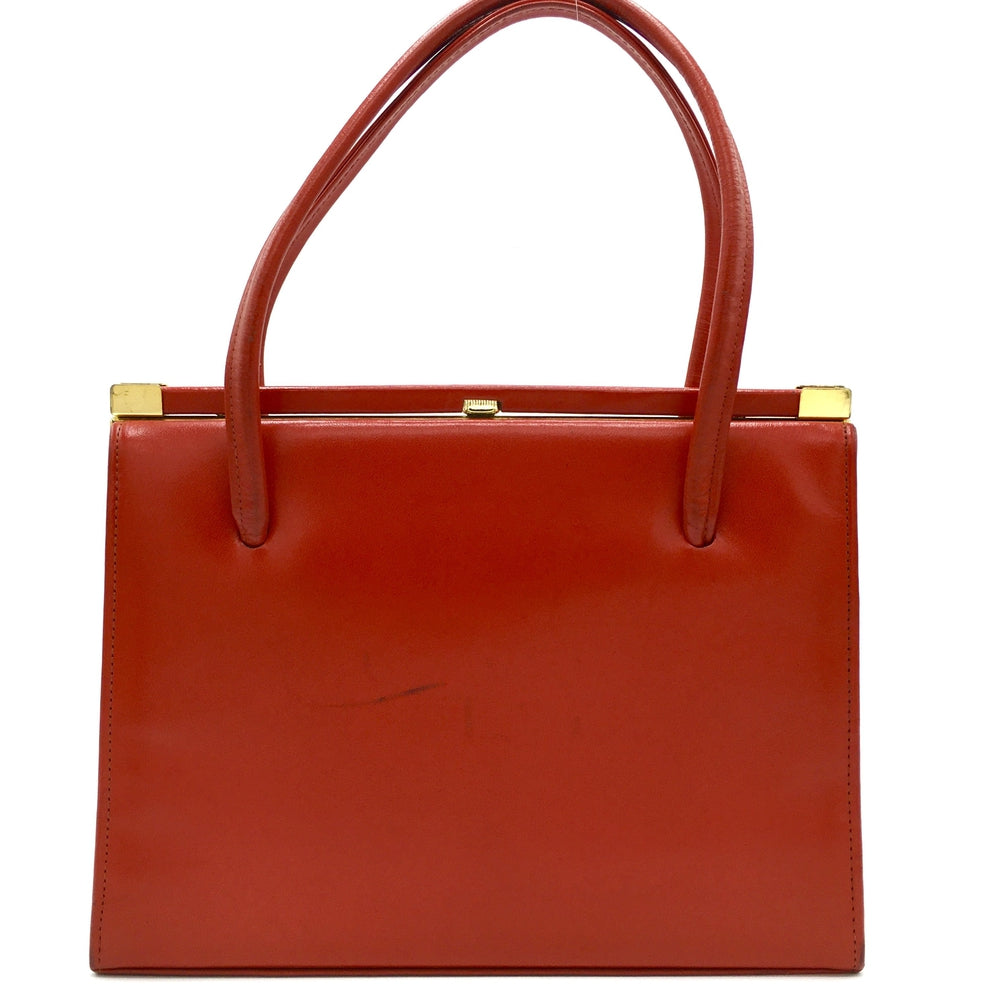 SALE Vintage Lipstick Red Leather Bag Top Handle bag by Debonair