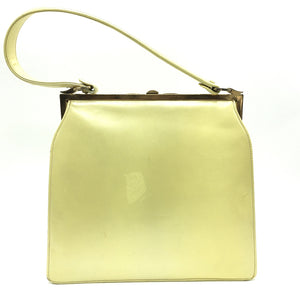 RESERVED Vintage Handbag 50s In Yellow Pearlised Leather From Lodix-Vintage Handbag, Kelly Bag-Brand Spanking Vintage
