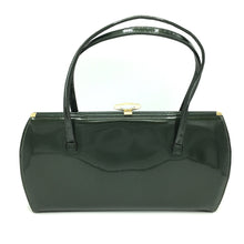 Load image into Gallery viewer, Vintage 60s Large Forest Green Patent Leather Bag by Holmes of Norwich-Vintage Handbag, Kelly Bag-Brand Spanking Vintage
